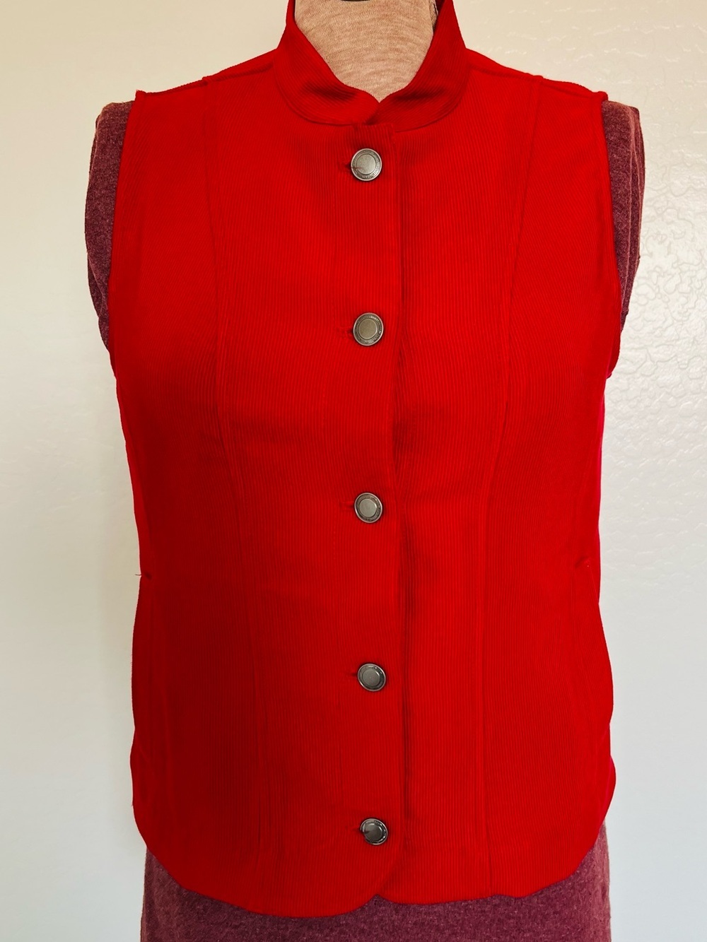 NWT Christopher & Banks Petite Red Corduroy Vest